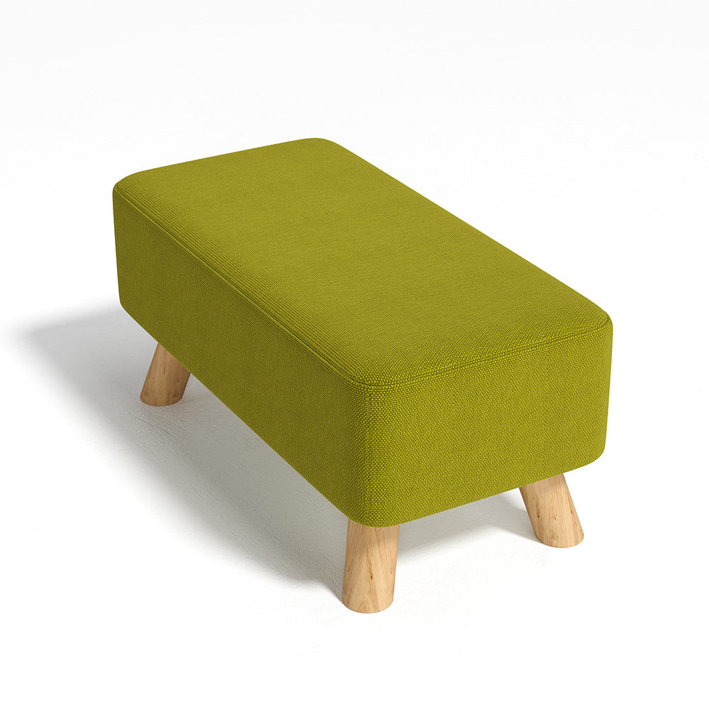 57CM Linen Pouffe Footstool Wooden Legs, Green