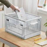 White Transparent Folding Plastic Storage Box with Wheels