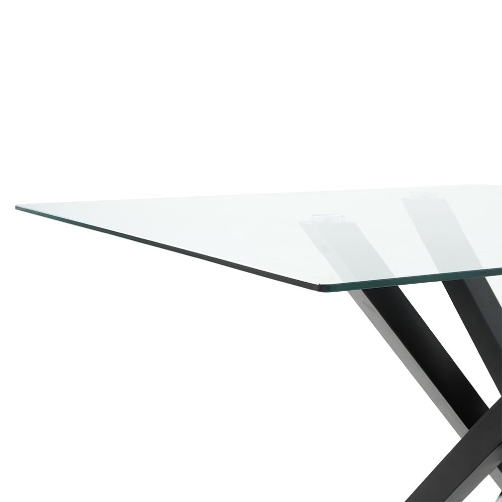 Black transparent Modern Dining Coffee Table Tempered Glass Top