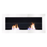 Indoor Wall Mounted Recessed Bio Ethanol Fireplace, 90CM White