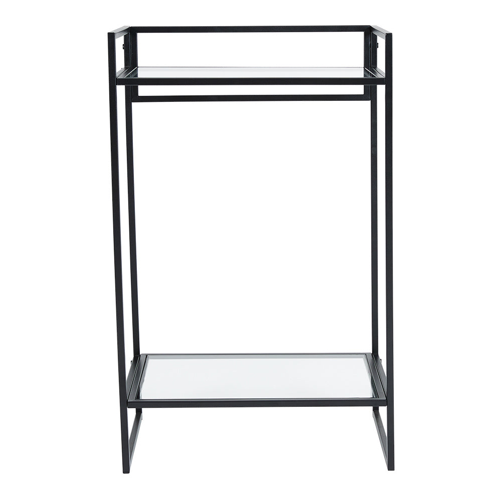 Black Rectangular Tempered Glass Side Table