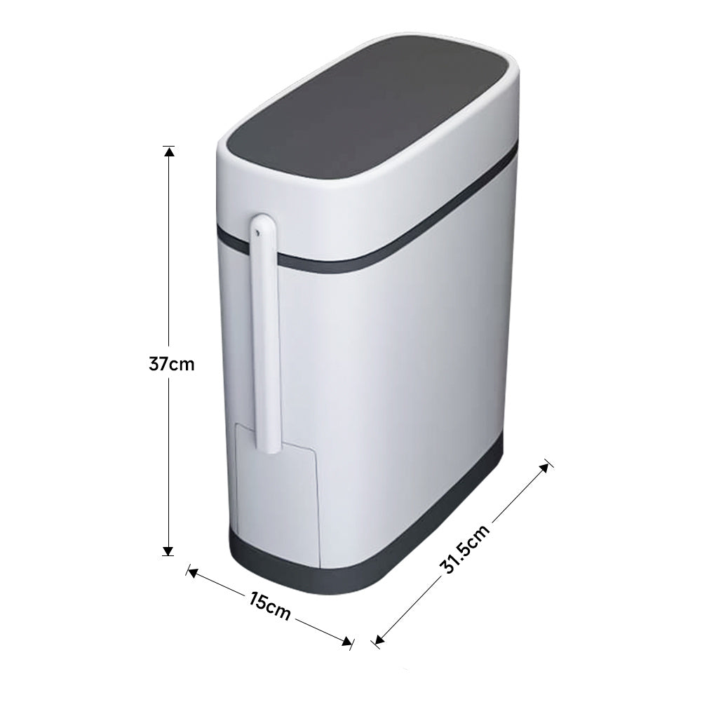 Slim Plastic Trash Can with Built in Toilet Brush