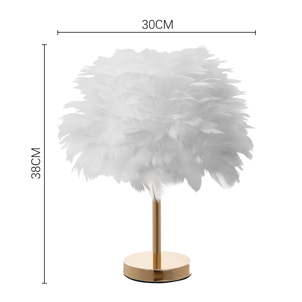 White 38cm Chic Feather Table Lamp