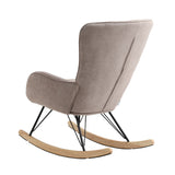 Grey Modern Upholstered Rocking Chair with Rubberwood Runner