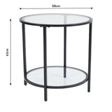 Black Round Tempered Glass Side Table