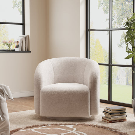 White Swivel Tub Chair Upholstered Single Sofa