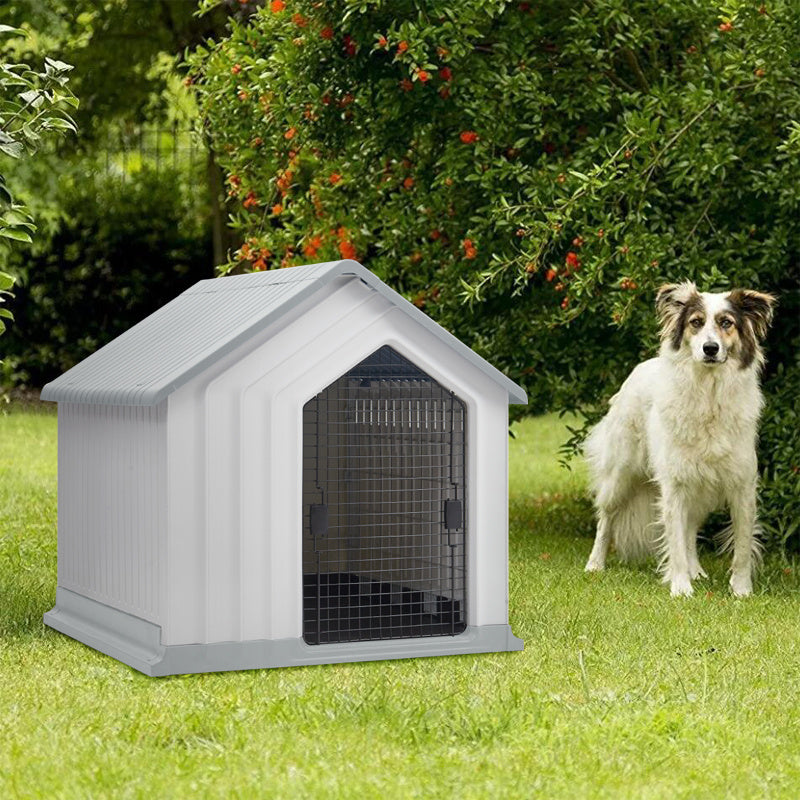 White Waterproof Plastic Dog House Pet Kennel with Door