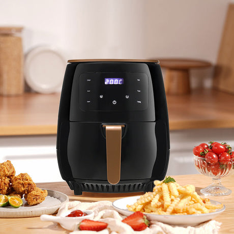 4L Electric Air Fryer With Non-Stick Basket LCD Digital Screen Black