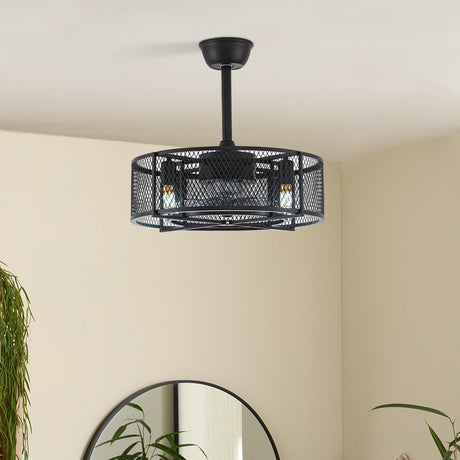 Black Industrial Ceiling Fan with Lights
