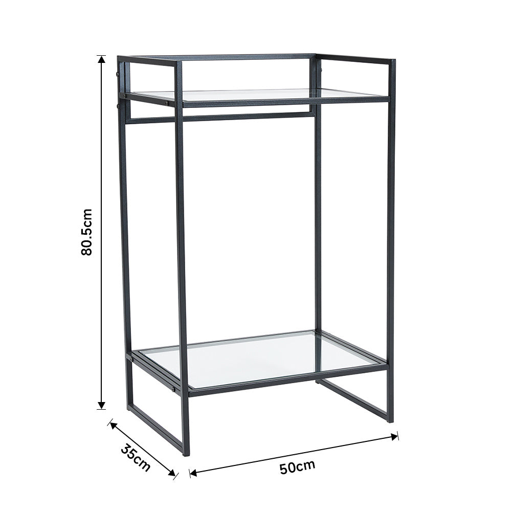 Black Rectangular Tempered Glass Side Table