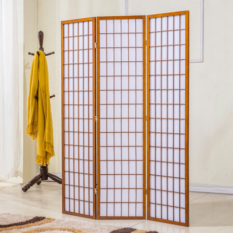 Coffee 3 Panel Solid Wood Folding Room Divider Screen