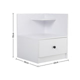 Urban Style Wooden Bedside Table with Drawers and Open Shelves,  White