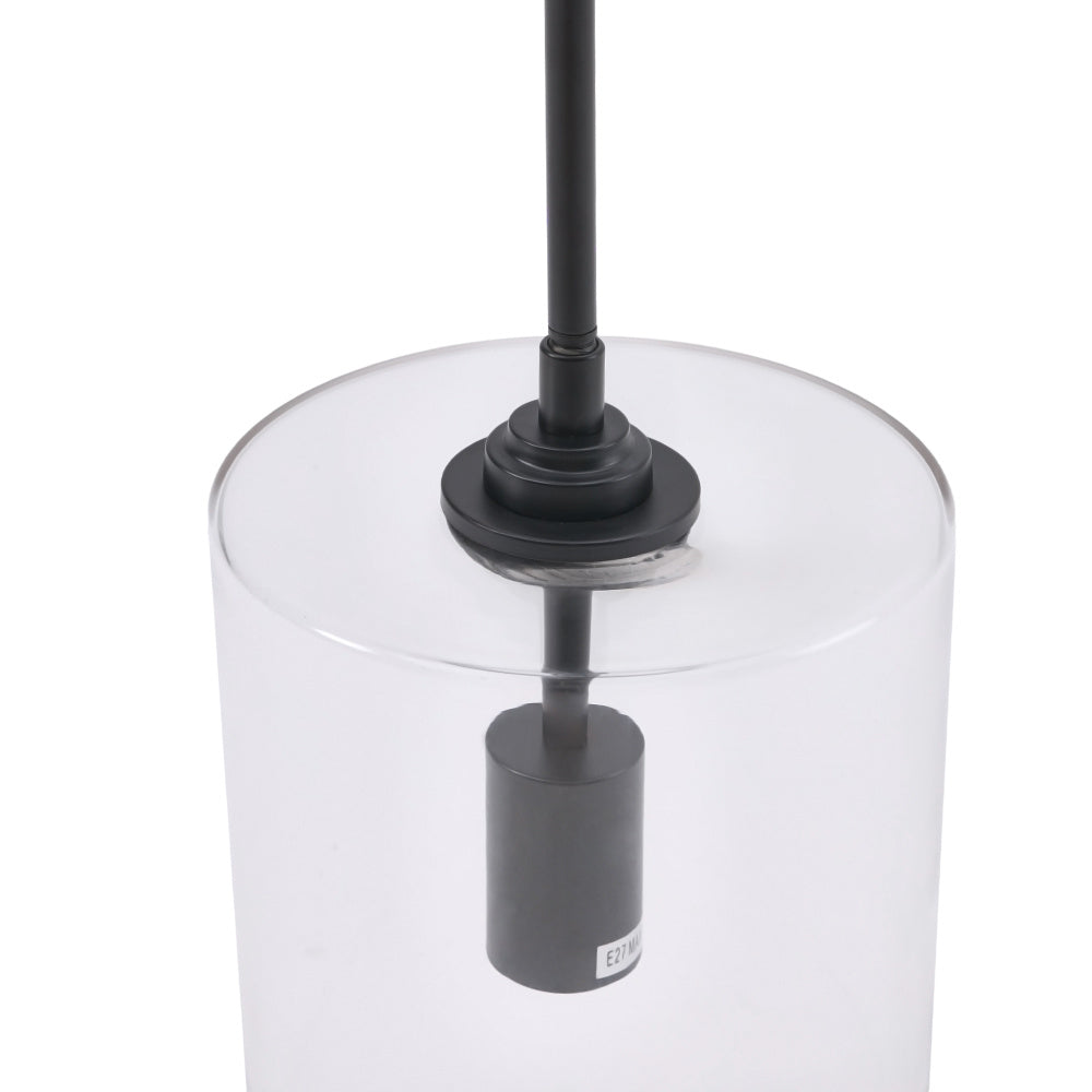 Matte Black 1-Light Pendant with Clear Glass Lampshade,Bulb Not Included 17.5x78cm