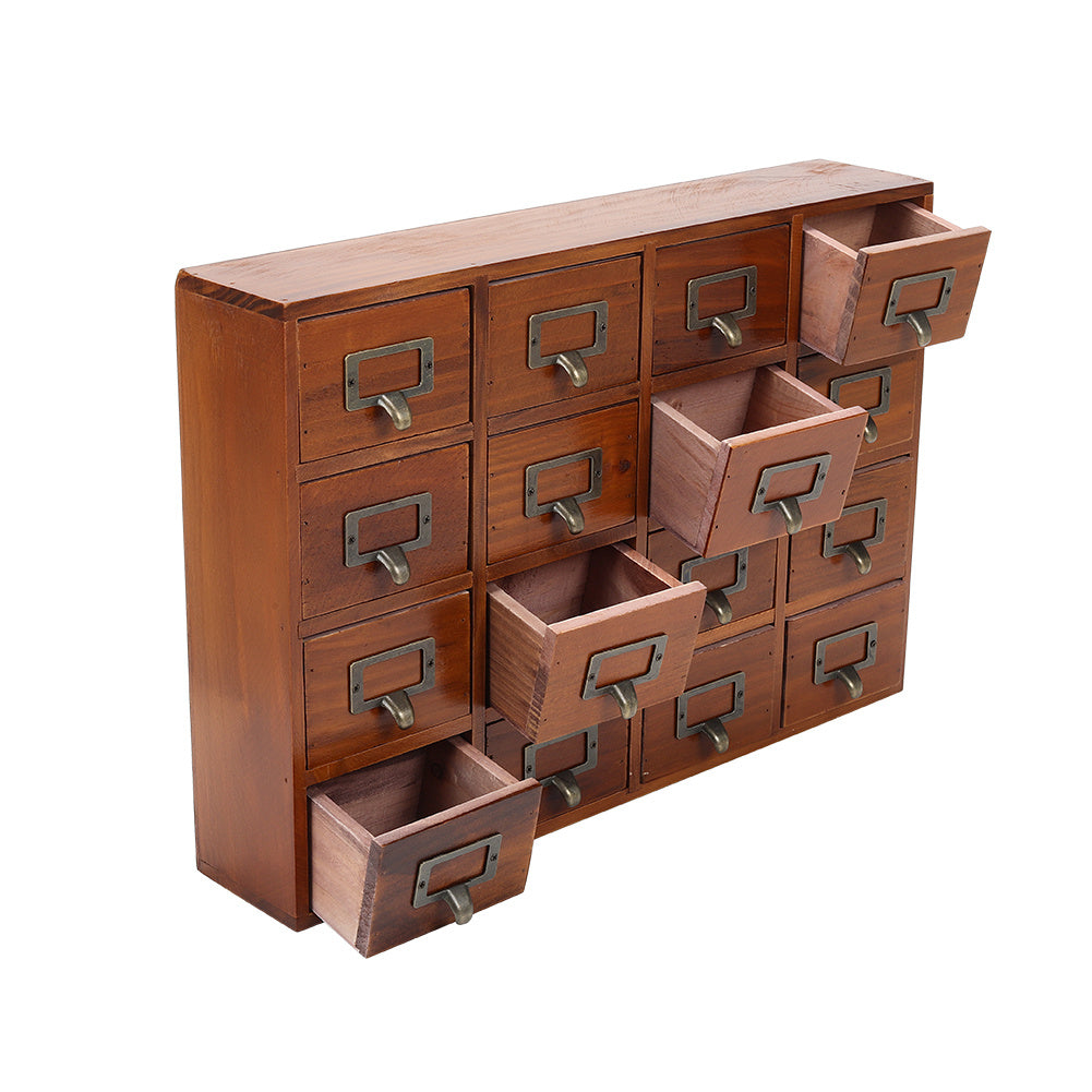 Brown Retro Wooden Drawer Organizer Box