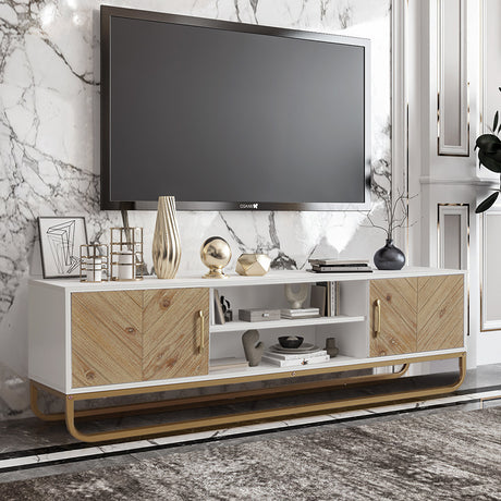 148cm W  x 46cm H Modern Wooden TV Stand ,with Open Shelves and Cabinets