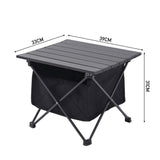 39x33CM Aluminum Portable Roll Top Camp Table with Storage Basket