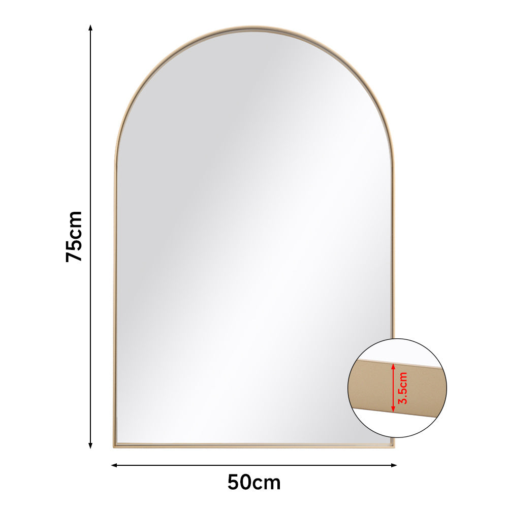 Gold Arch Shape Metal Framed Wall Mirror Decorative