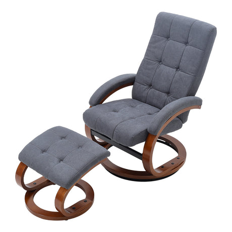 Swivel Velvet Recliner Armchair with Footrest