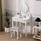 White 75cm Makeup Vanity Desk with Mirror and Stool