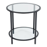 Black Round Tempered Glass Side Table