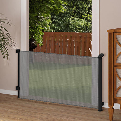 Black Retractable Safety Gate for Kids and Pets