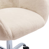 White Plush Swivel Office Chair Adjustable Height