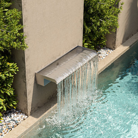 Silver 60cm Stainless Steel Waterfall Pool Fountain