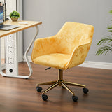 Velvet Upholstered Home Office Swivel Task Chair,Yellow
