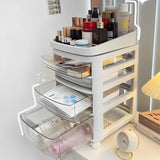 Removable Cosmetic Storage Organizer with Wheels and Drawers,White