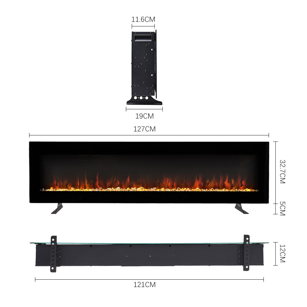 50 Inch Wall Mount Freestanding Electric Fireplace 9 Flame Colors with Remote Control