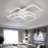 Square LED Dimmable Chandelier Ceiling Light With Remote, 6 Head