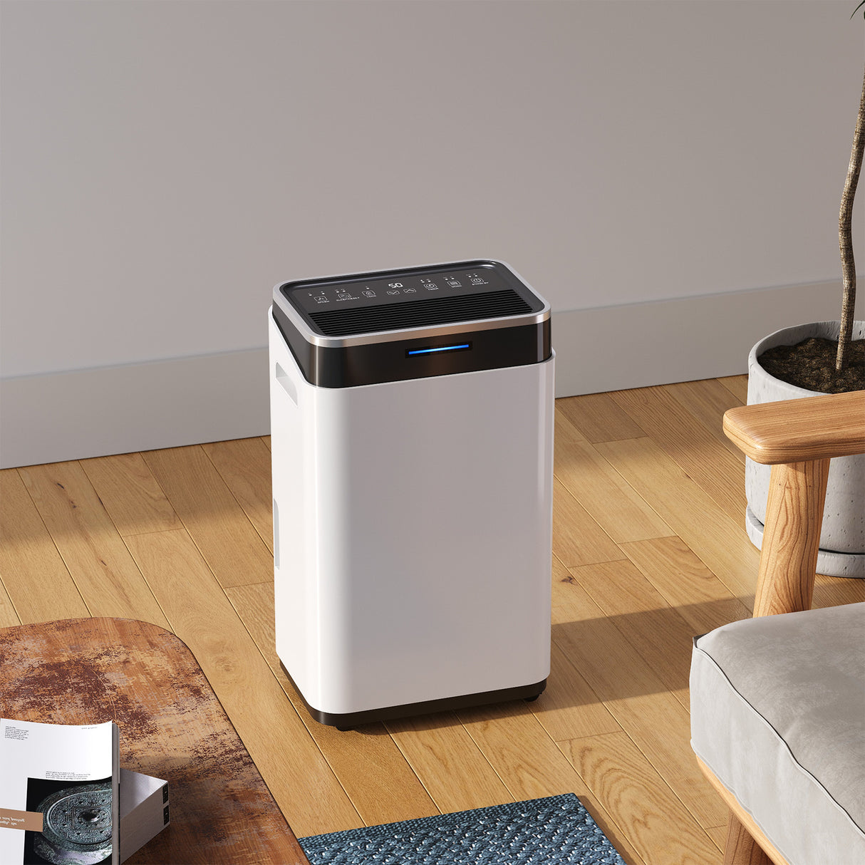 White 20L Dehumidifier with Wheels and WiFi