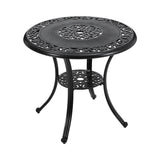 Black Cast Aluminum Patio Dining Table with Umbrella Hole