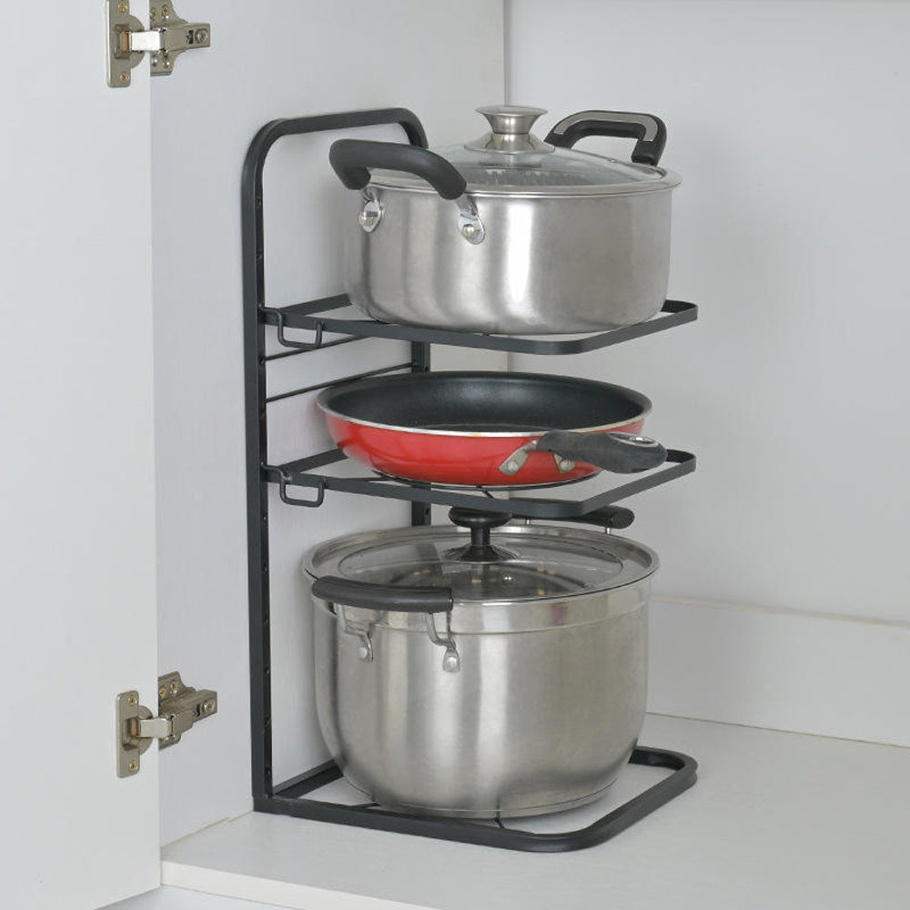 Kitchen 3 Tier Pan Organizer Rack Cookware Holder Stand