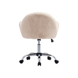 White Plush Swivel Office Chair Adjustable Height