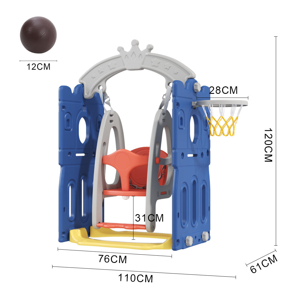 Blue Toddler Swing with Basketball Hoop