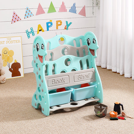 Kids Dolphin Book Rack with Toy Boxes