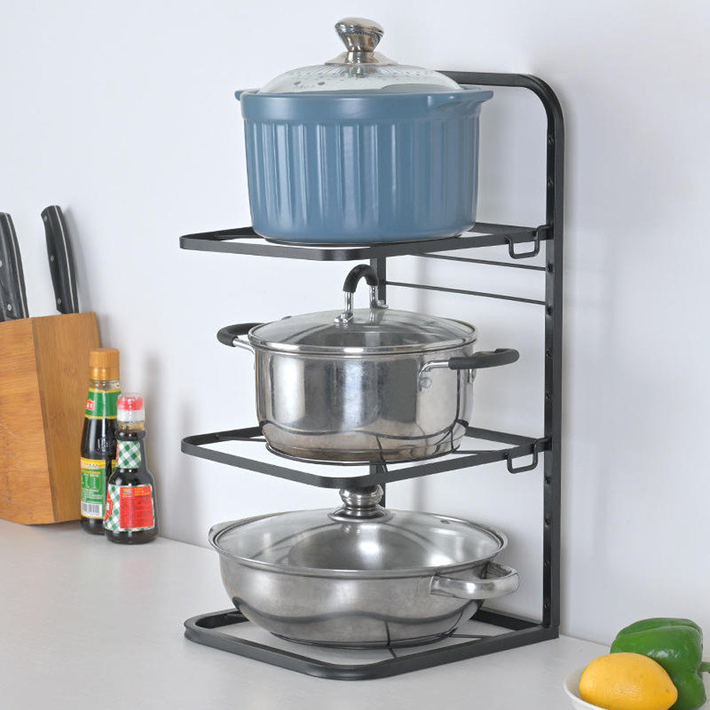 Kitchen 3 Tier Pan Organizer Rack Cookware Holder Stand