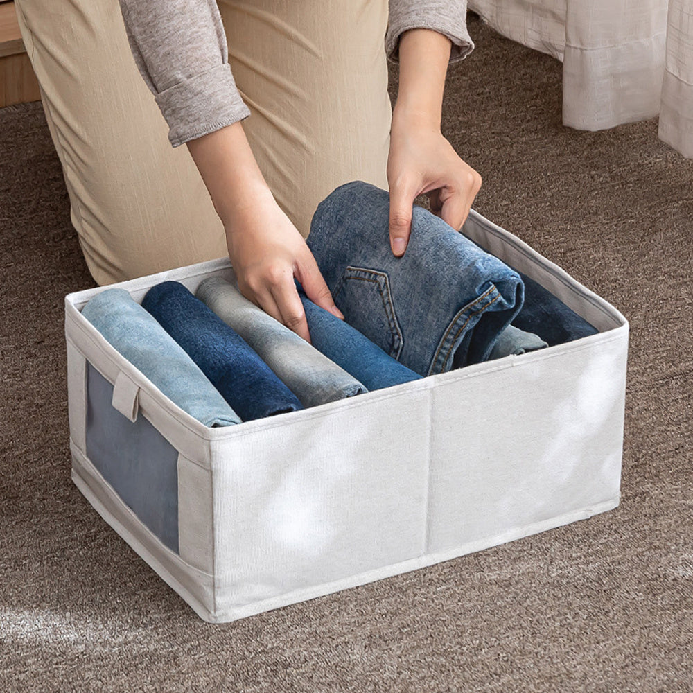 Beige Foldable Fabric Clothes Jeans Storage Organizer