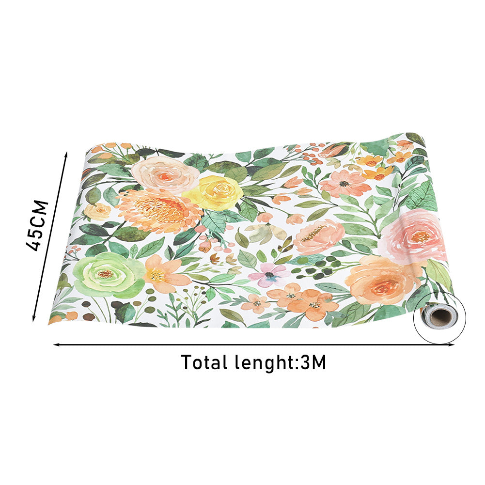 300cm L x 45cm W European Countryside Style Floral Wallpaper  Roll Self Adhesive