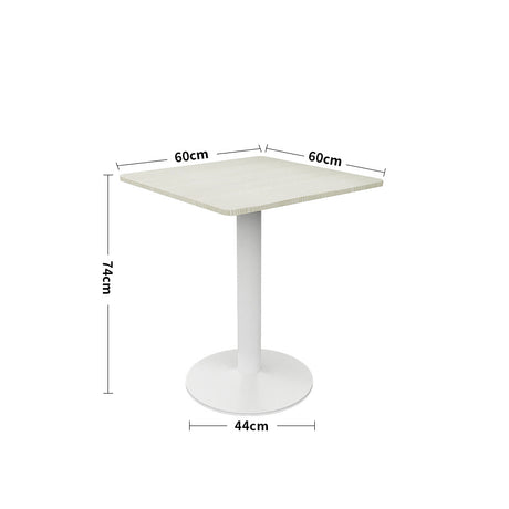 White Square Cafe Table with Metal Base