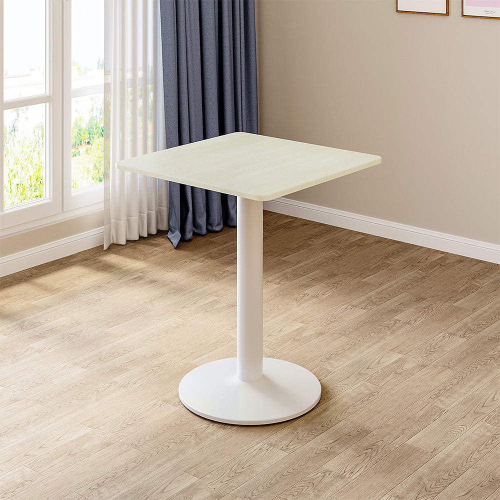 White Square Cafe Table with Metal Base