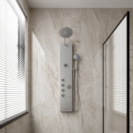 Silver Adjustable Shower Panel with Body Massage Jets
