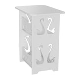 White 46cm 2 Tier PVC Side Table Small Nightstand