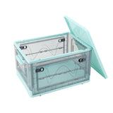 Blue Transparent Folding Plastic Storage Box with Wheels