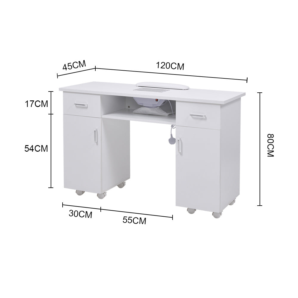 White Manicure Table with Electric Dust Extractor