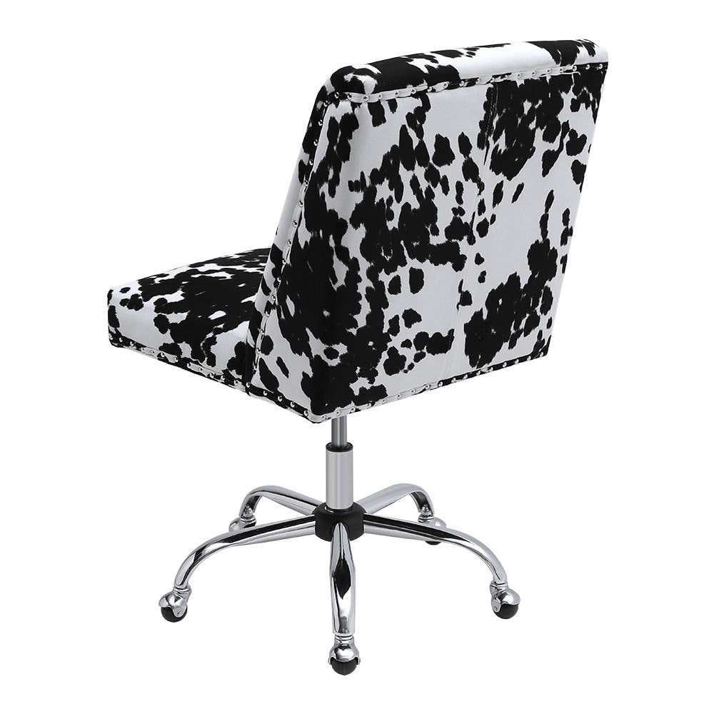 Velvet Office Chair Black and white spots 5-Claw Metal Legs