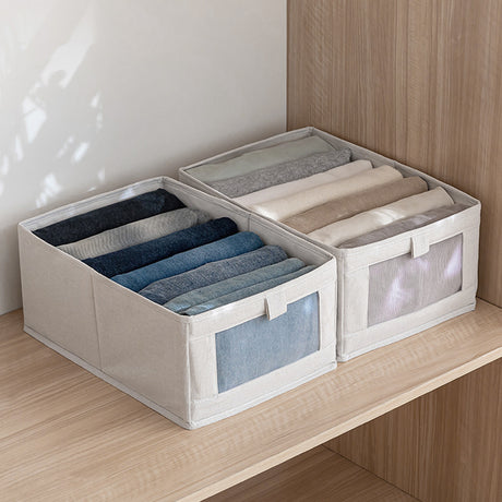 Beige Foldable Fabric Clothes Jeans Storage Organizer