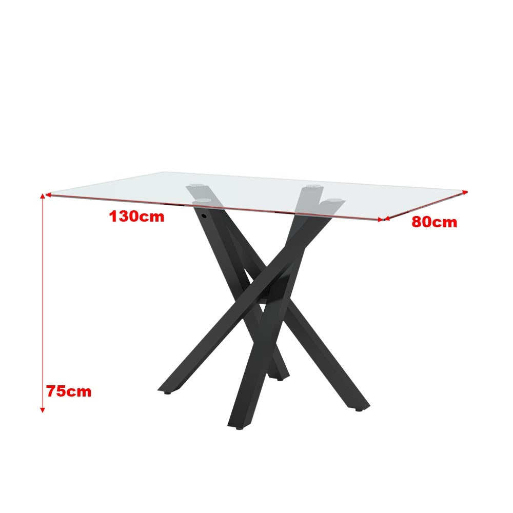 Black transparent Modern Dining Coffee Table Tempered Glass Top