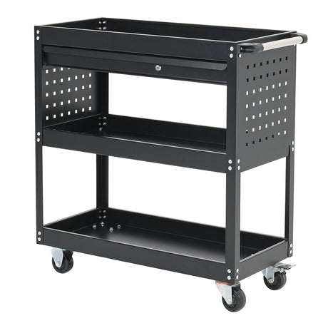 3 Tier Rolling Tool Cart with Lockable Drawer